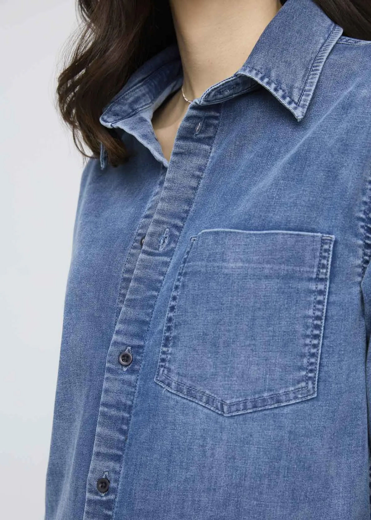 Performance Denim Lite Shirt Dress - Washed Indigo sold by DUER product image thumbnail 4