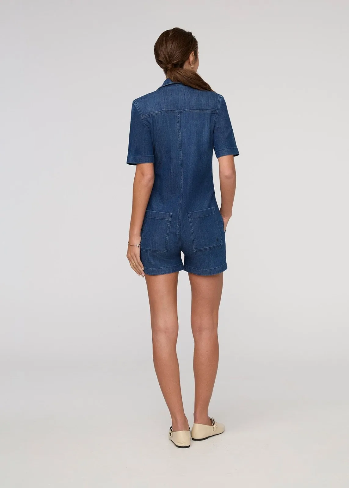 Performance Denim Lite Romper - Stone Wash sold by DUER product image thumbnail 3