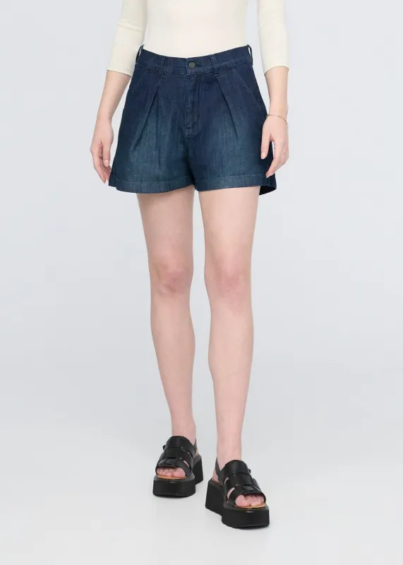 Performance Denim Lite Pleated Short - Modern Rinse sold by DUER