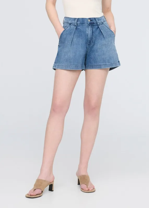 Performance Denim Lite Pleated Short - Slate Indigo sold by DUER