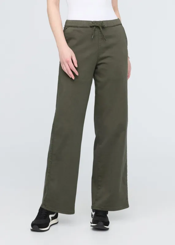 No Sweat Wide Leg Pant - Thyme sold by DUER