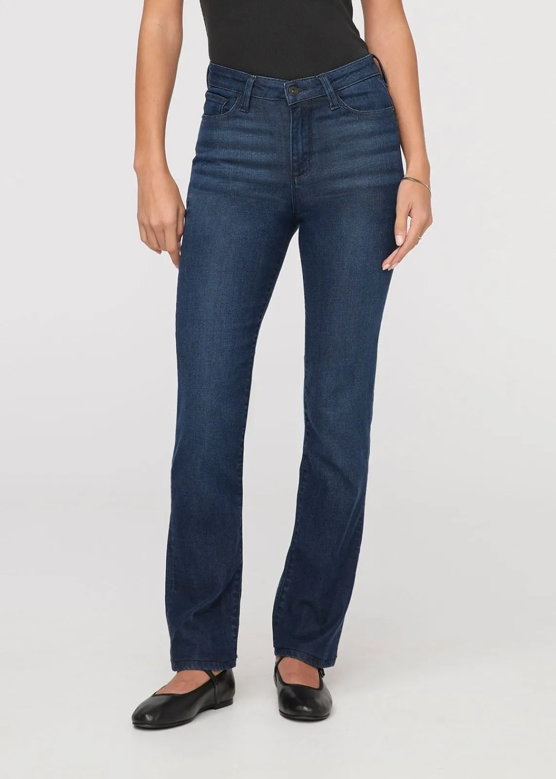 No Sweat Denim High Rise Slim Straight - Worn Rinse sold by DUER