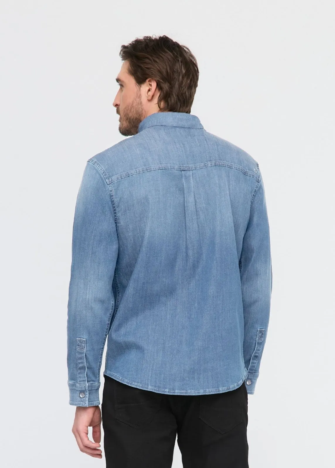 Performance Denim Lite Two-Pocket Shirt - Haze Indigo sold by DUER product image thumbnail 4