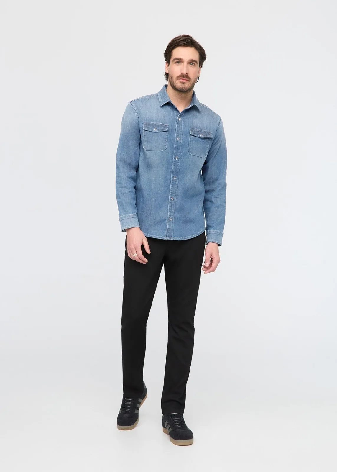 Performance Denim Lite Two-Pocket Shirt - Haze Indigo sold by DUER product image thumbnail 2