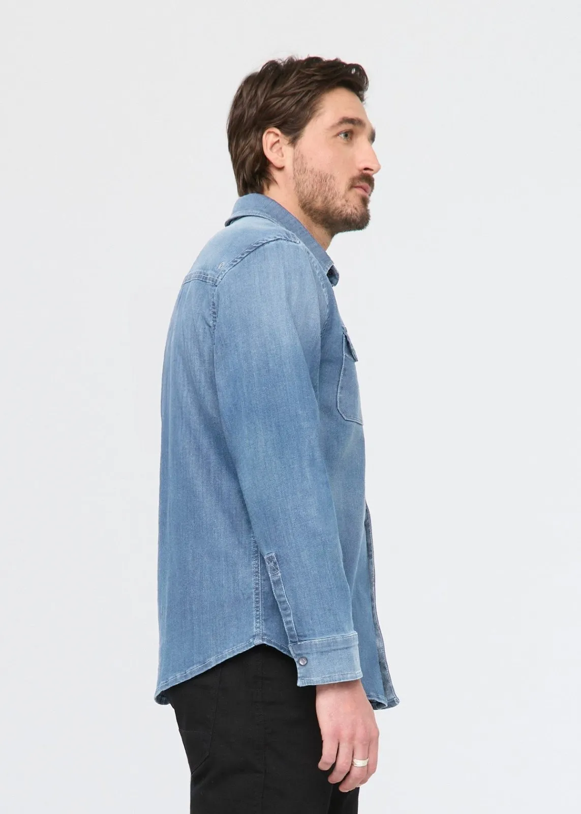 Performance Denim Lite Two-Pocket Shirt - Haze Indigo sold by DUER product image thumbnail 3