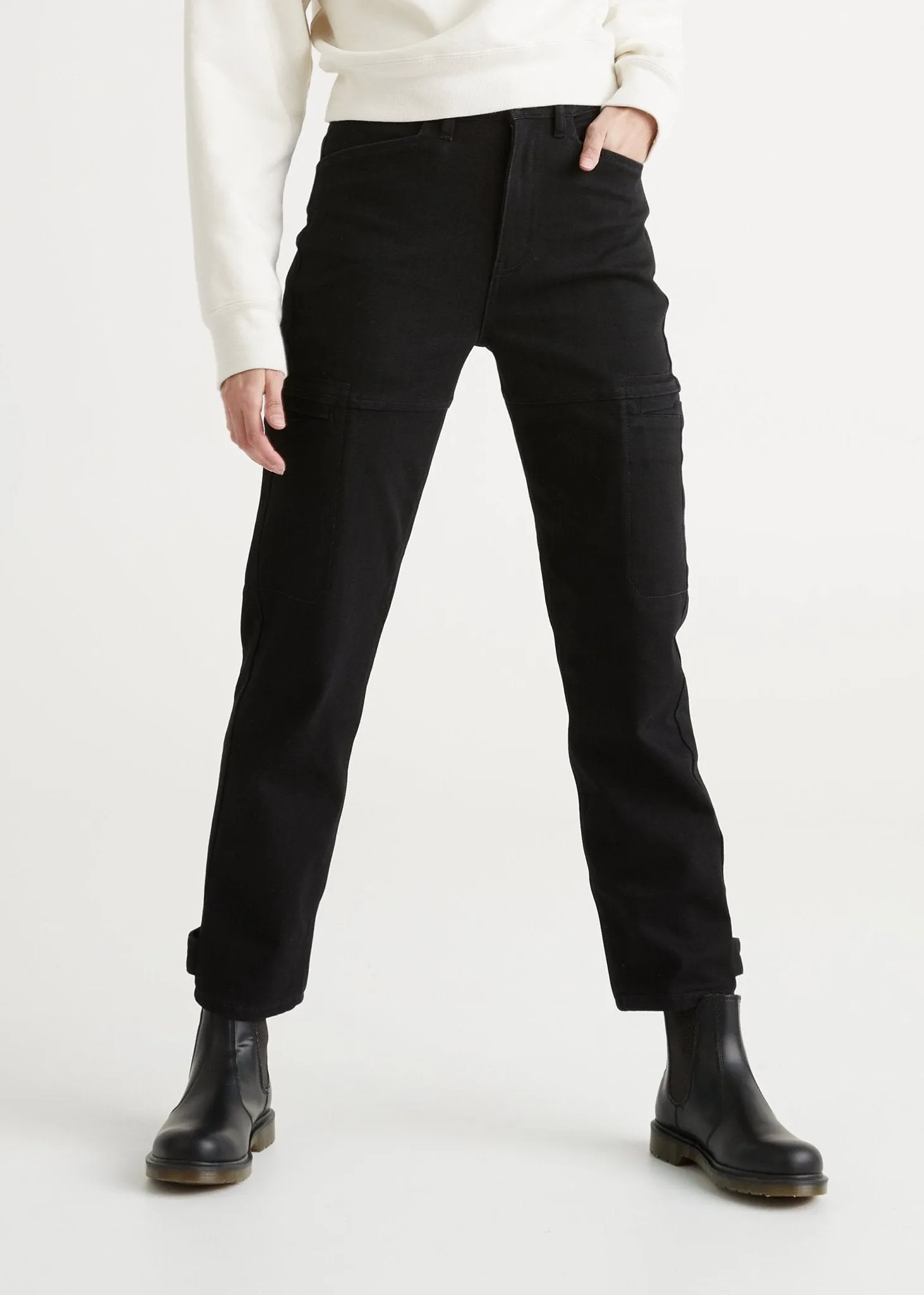 All-Weather Denim High Rise Barrel Pant - Black sold by DUER