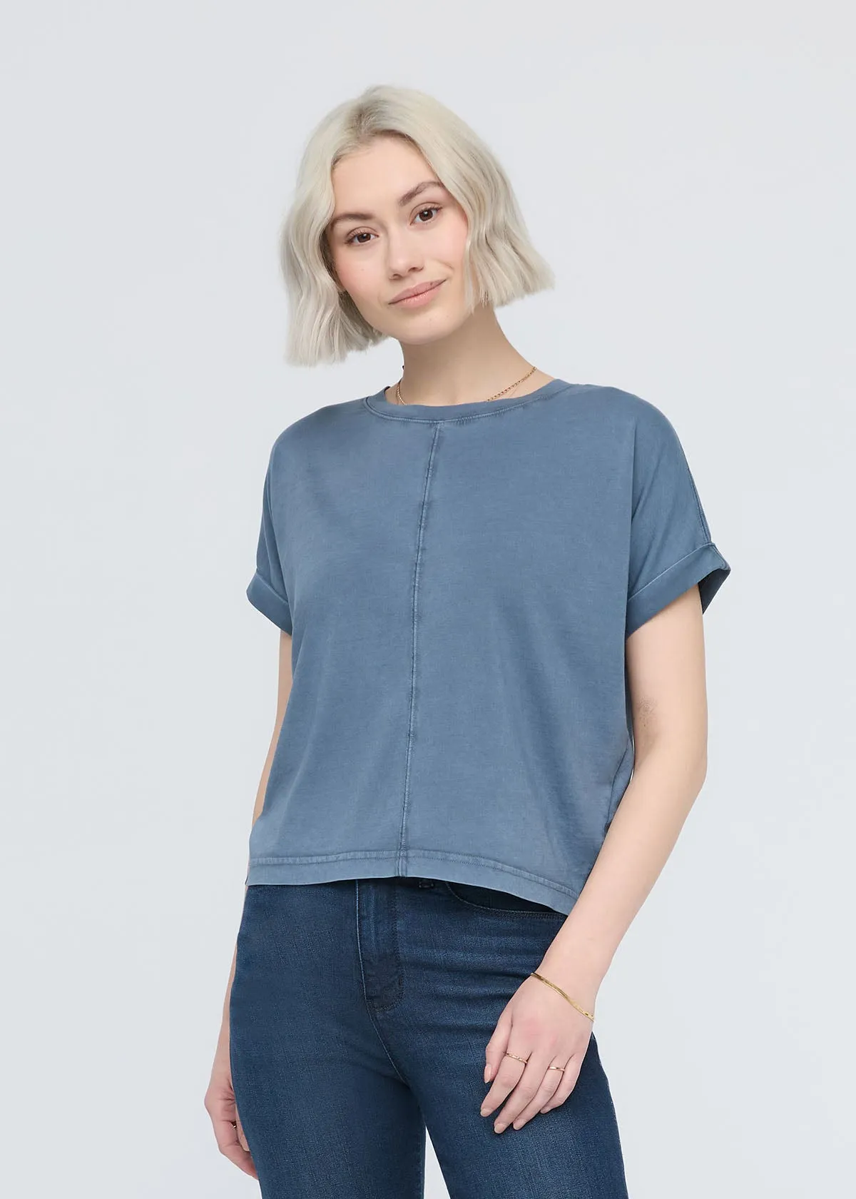 PurePima Vintage Dolman Tee - Washed Stone Blue sold by DUER