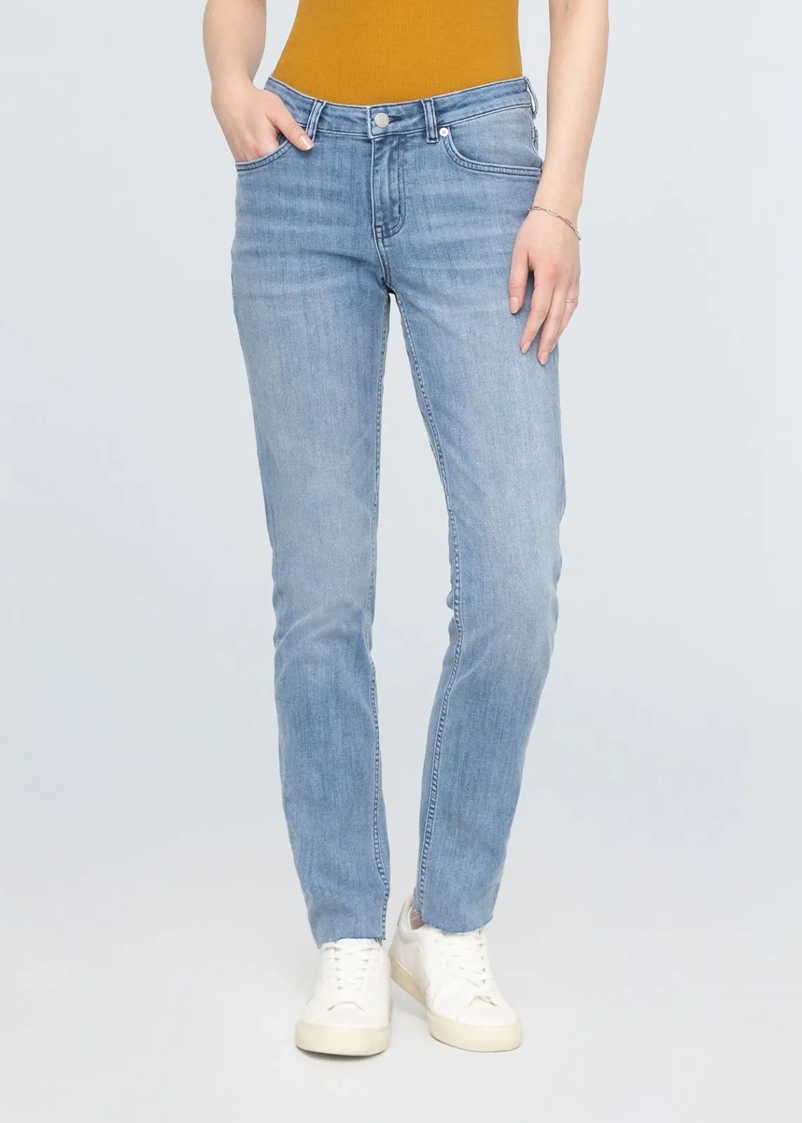 Performance Denim Girlfriend - Hazy Blue (raw hem) sold by DUER