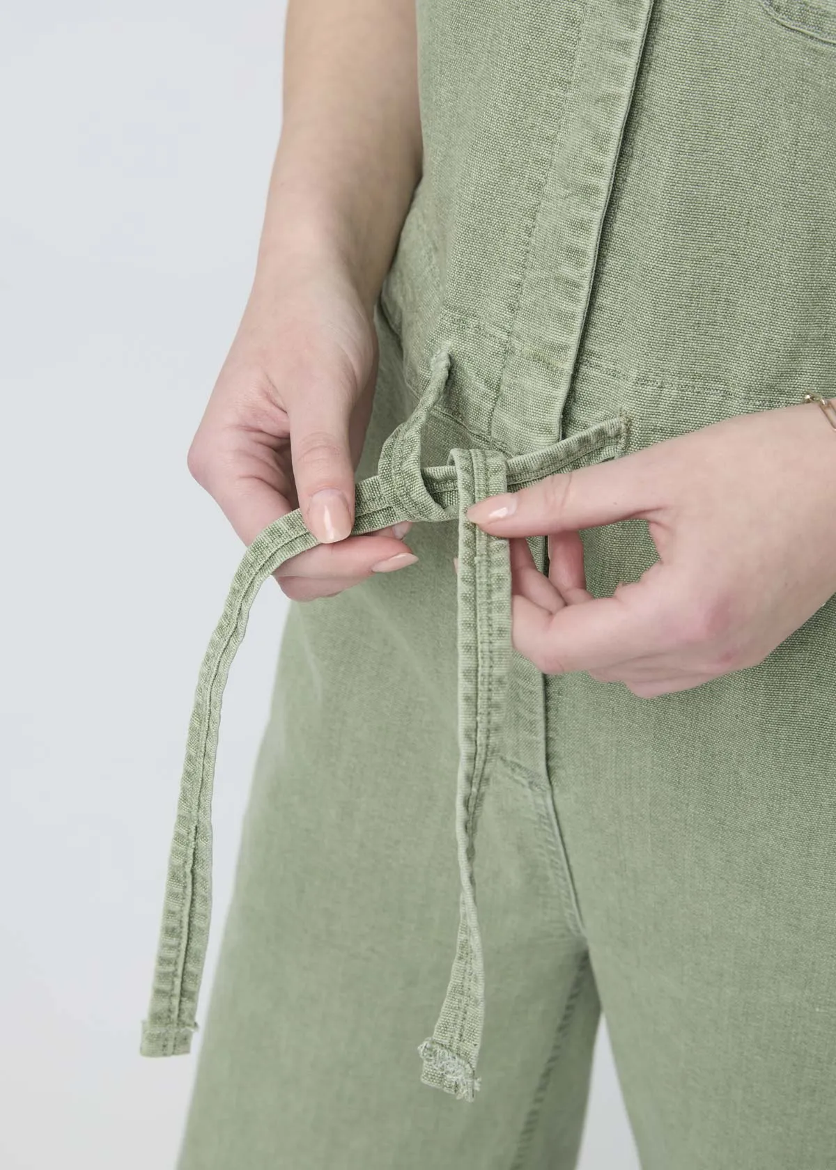 Stretch Canvas Girlfriend Jumpsuit - Light Pine sold by DUER product image thumbnail 4