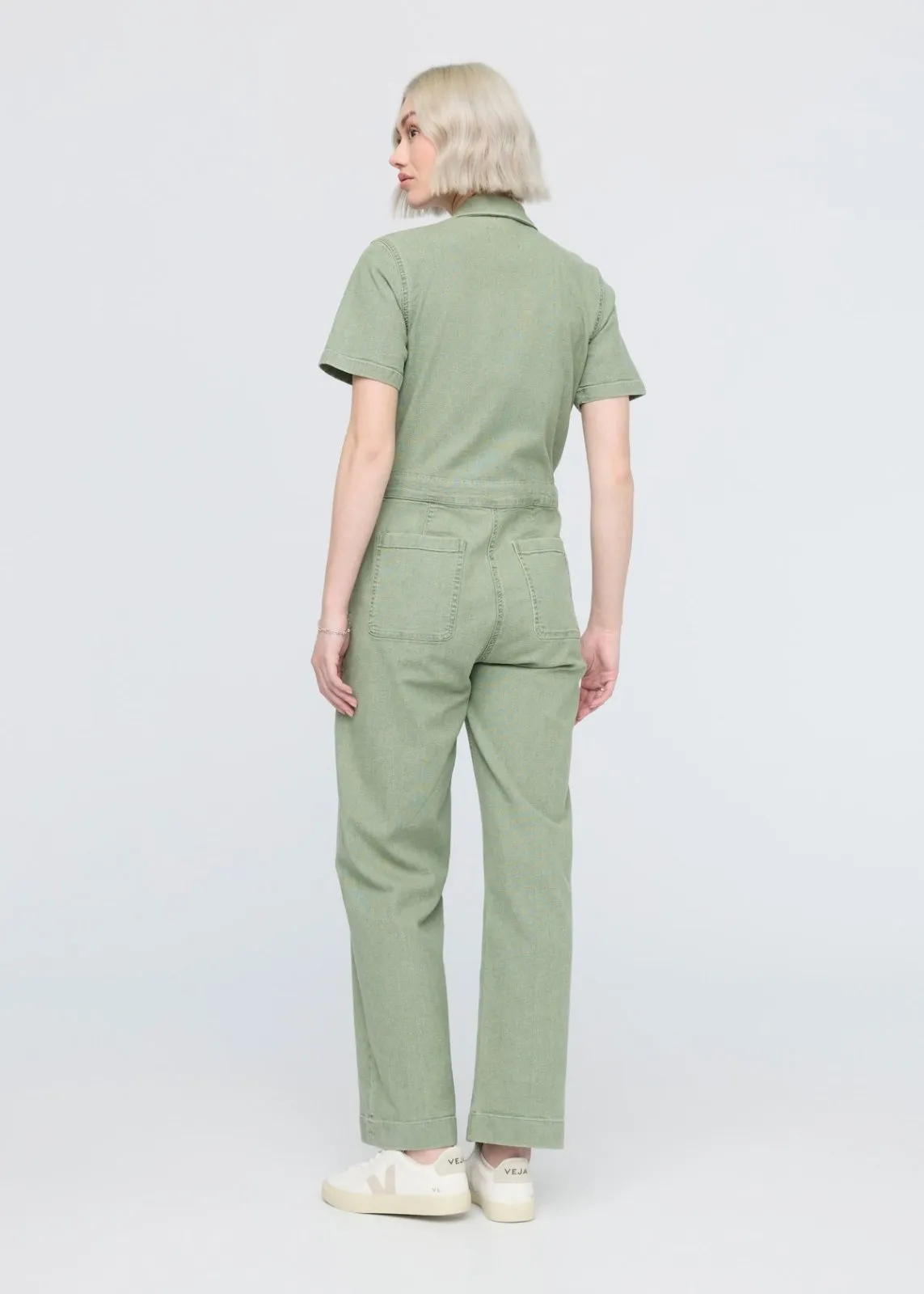 Stretch Canvas Girlfriend Jumpsuit - Light Pine sold by DUER product image thumbnail 3