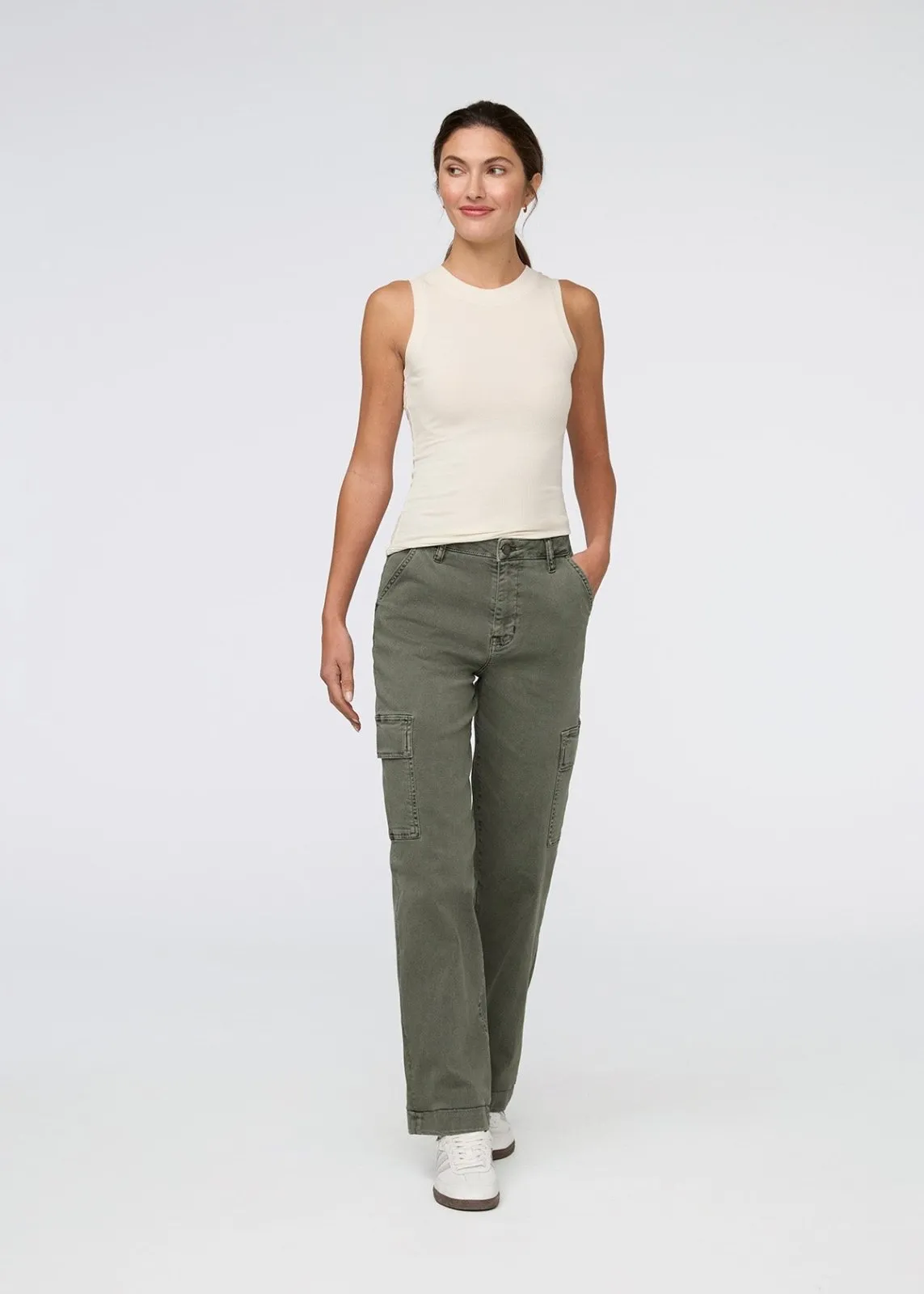 LuxTwill High Rise Cargo Pant - Thyme sold by DUER product image thumbnail 2