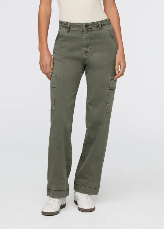 LuxTwill High Rise Cargo Pant - Thyme sold by DUER