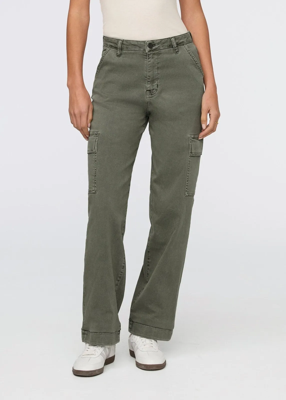 LuxTwill High Rise Cargo Pant - Thyme sold by DUER