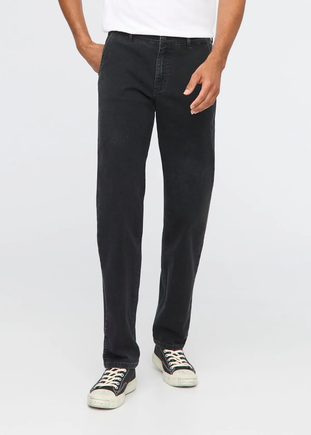 Stretch Canvas Relaxed Straight Chino - Black sold by DUER