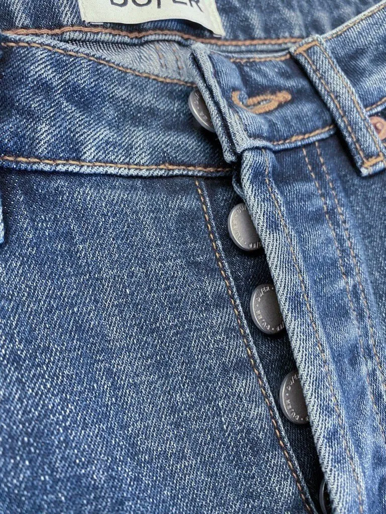 Midweight Denim High Rise Straight (Button Fly) - Medium Blue sold by DUER product image thumbnail 4