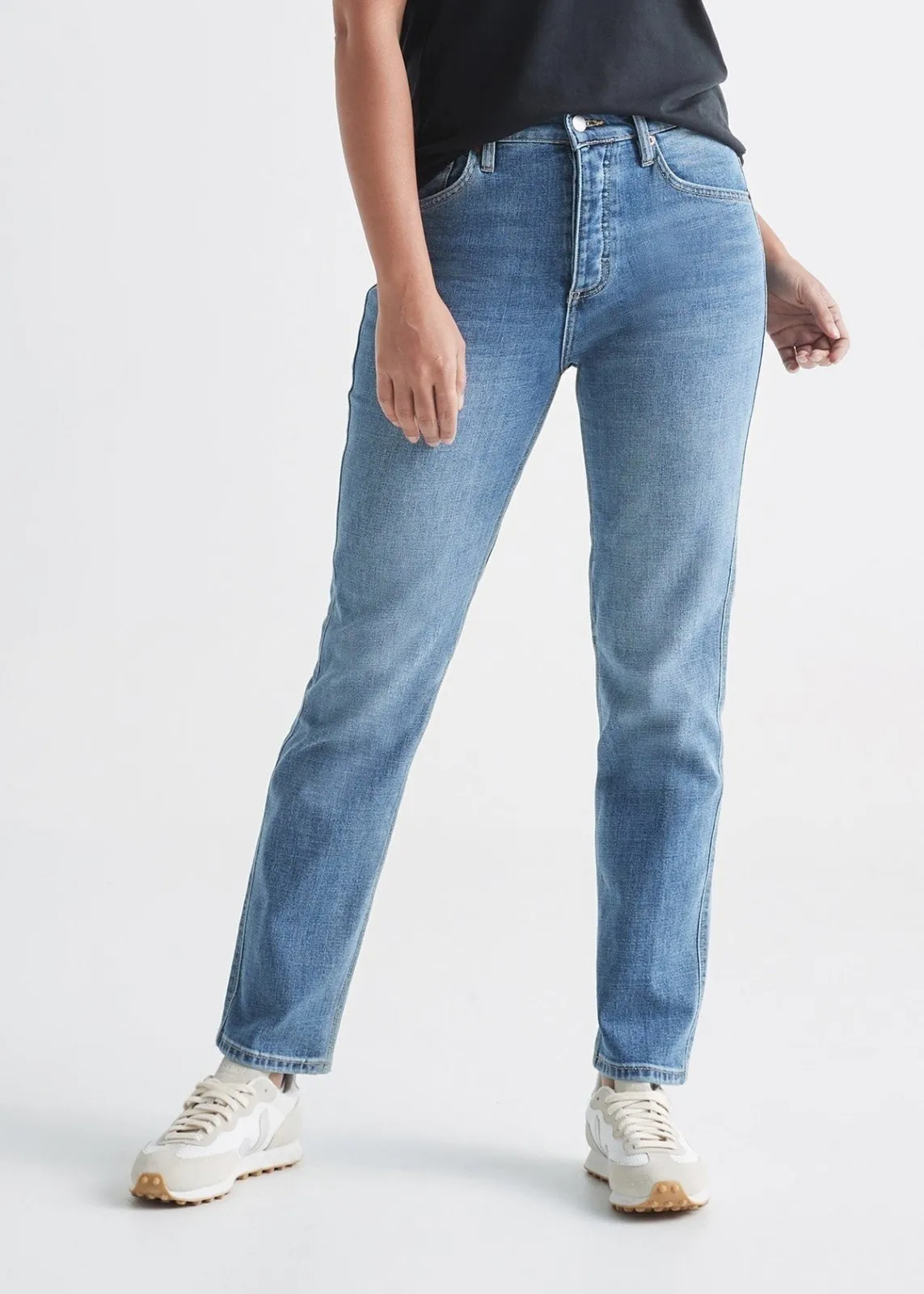 Midweight Denim High Rise Straight (Button Fly) - Vintage sold by DUER