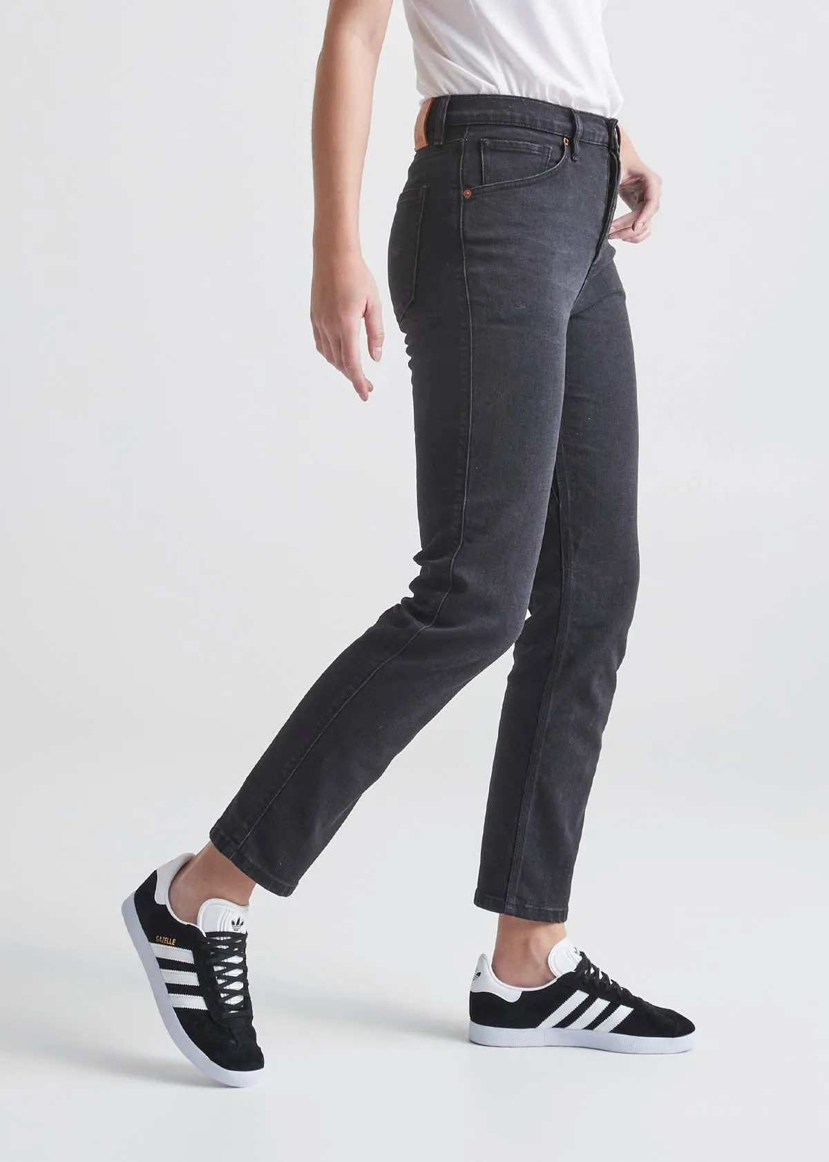 Midweight Denim High Rise Straight (Button Fly) - Aged Black sold by DUER product image thumbnail 4