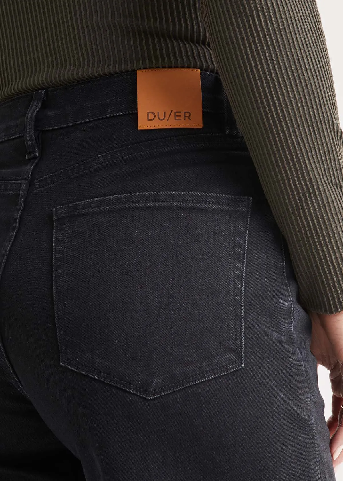 Midweight Denim High Rise Arc (Zip Fly) - Aged Black sold by DUER product image thumbnail 5