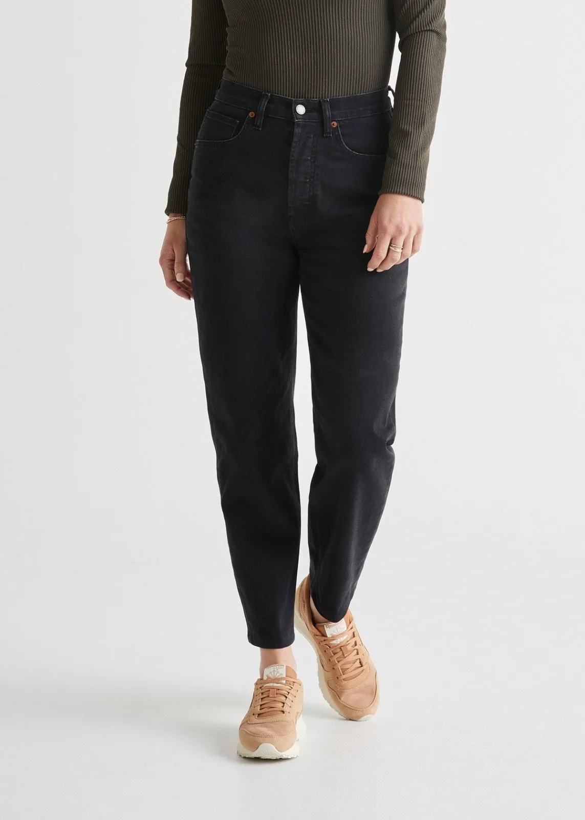 Midweight Denim High Rise Arc (Zip Fly) - Aged Black sold by DUER