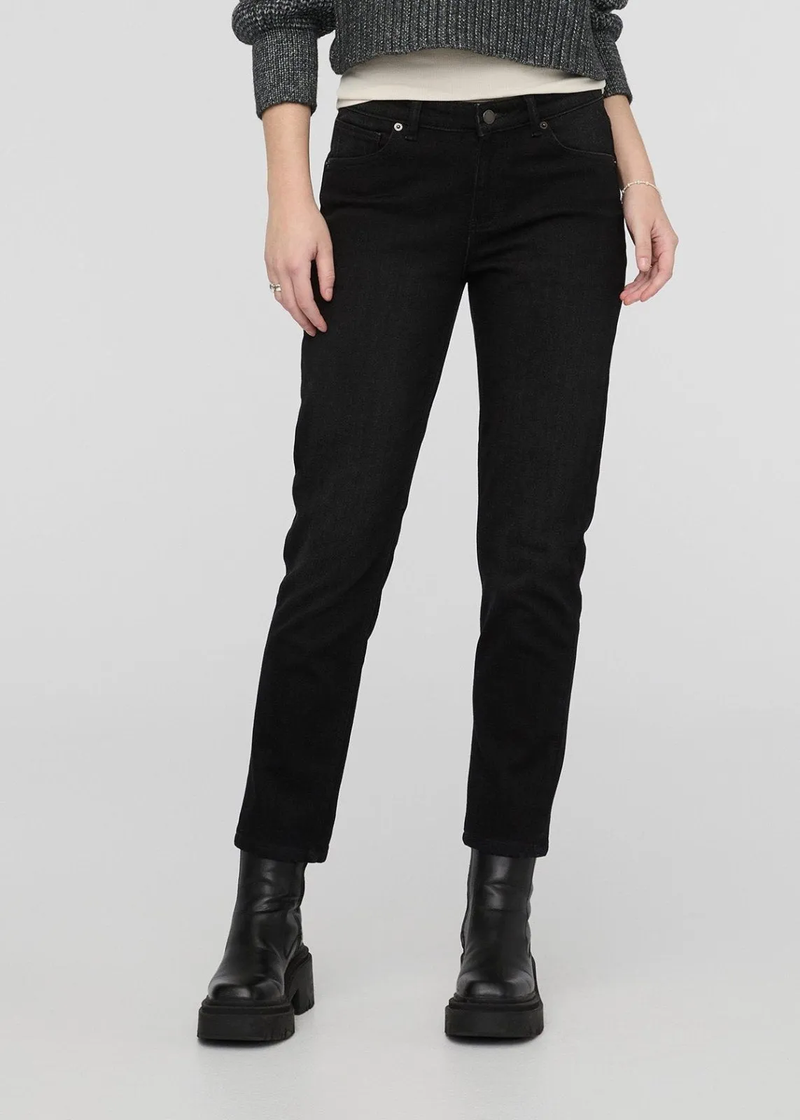 Tech Fleece Denim Girlfriend Jean - Washed Black / Grey sold by DUER