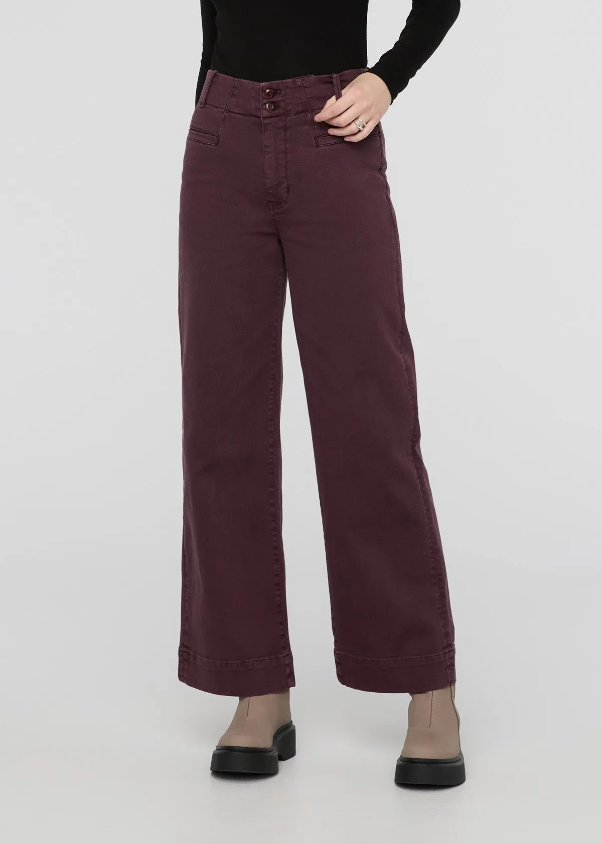 LuxTwill High Rise Trouser - Raisin sold by DUER