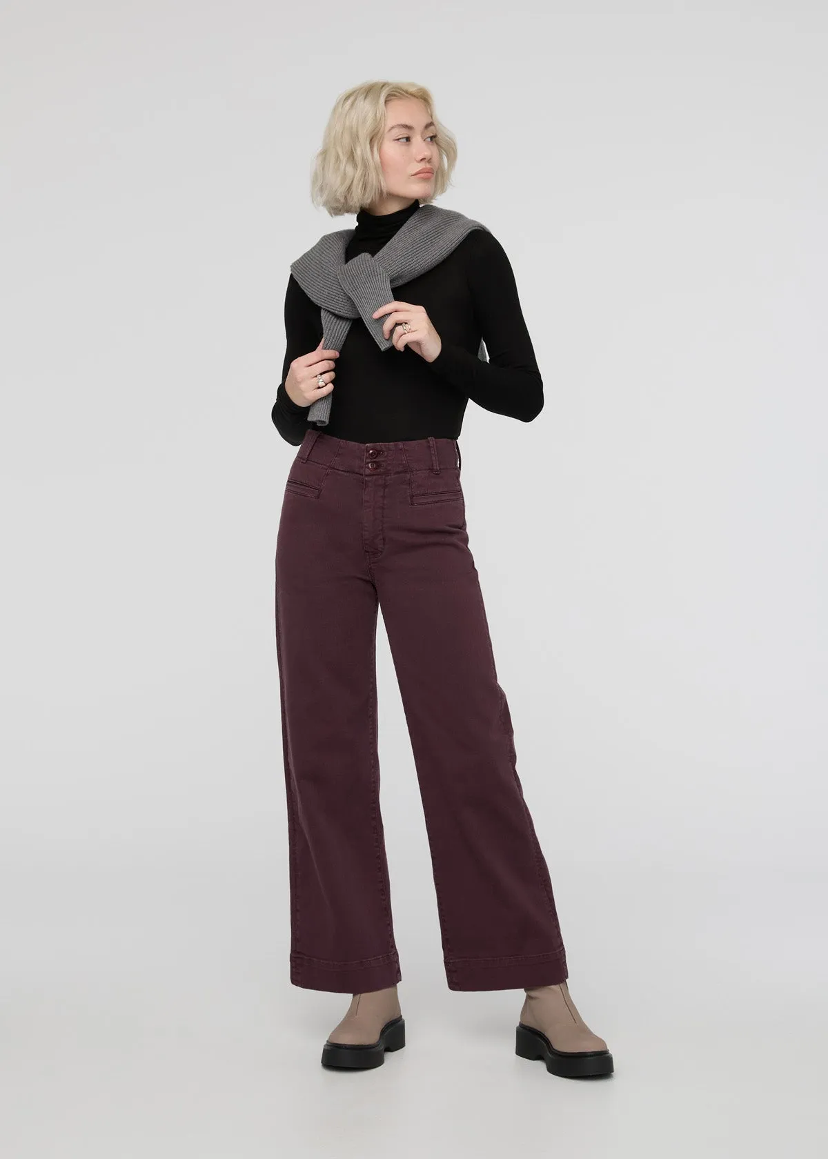 LuxTwill High Rise Trouser - Raisin sold by DUER product image thumbnail 2