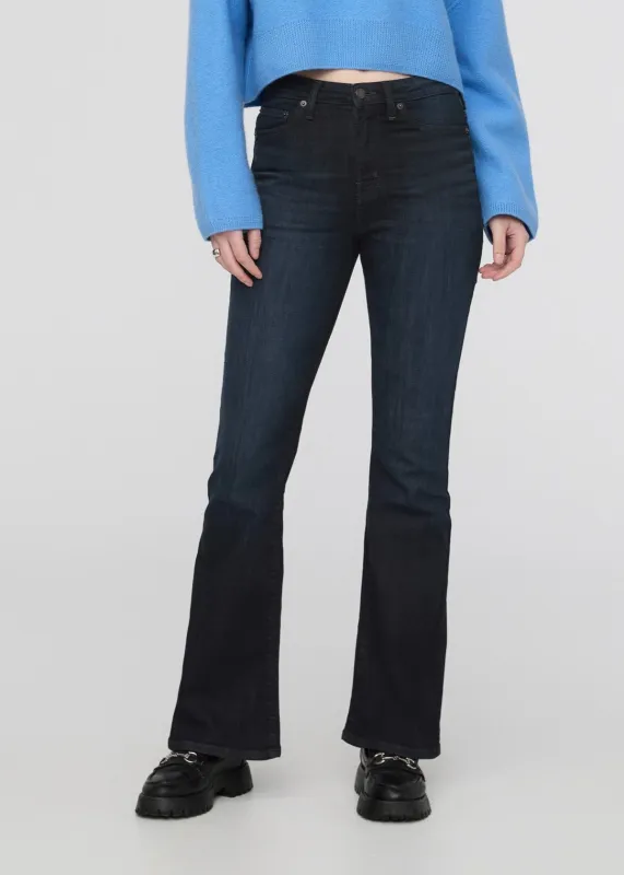 Performance Denim High Rise Flare - Carbon Stone sold by DUER