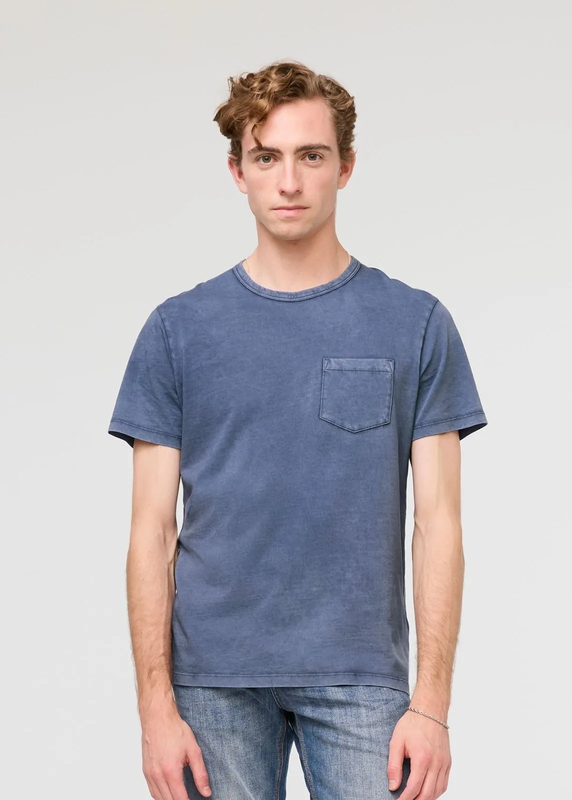 PurePima Vintage Pocket Tee - Washed Indigo sold by DUER