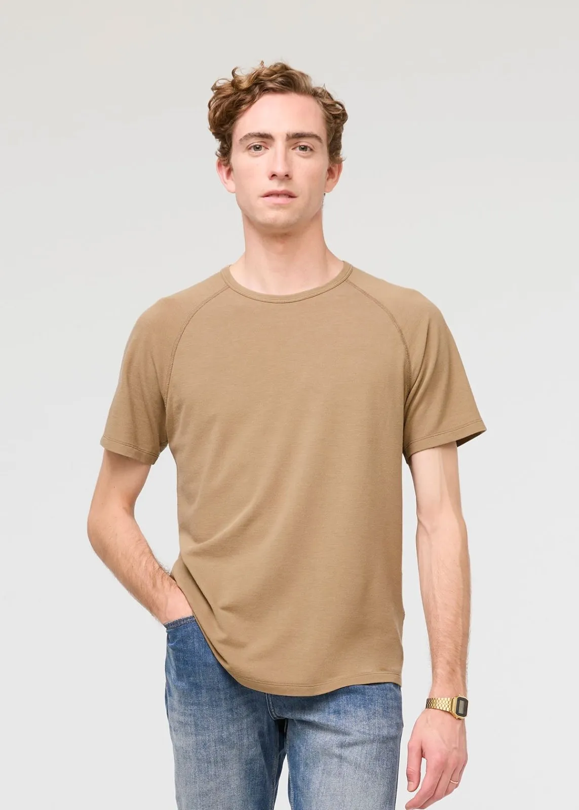 Air Flow Pique Tee - Oatmeal sold by DUER