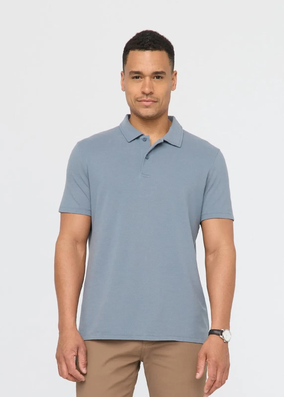 Air Flow Pique Polo - Stone Blue sold by DUER