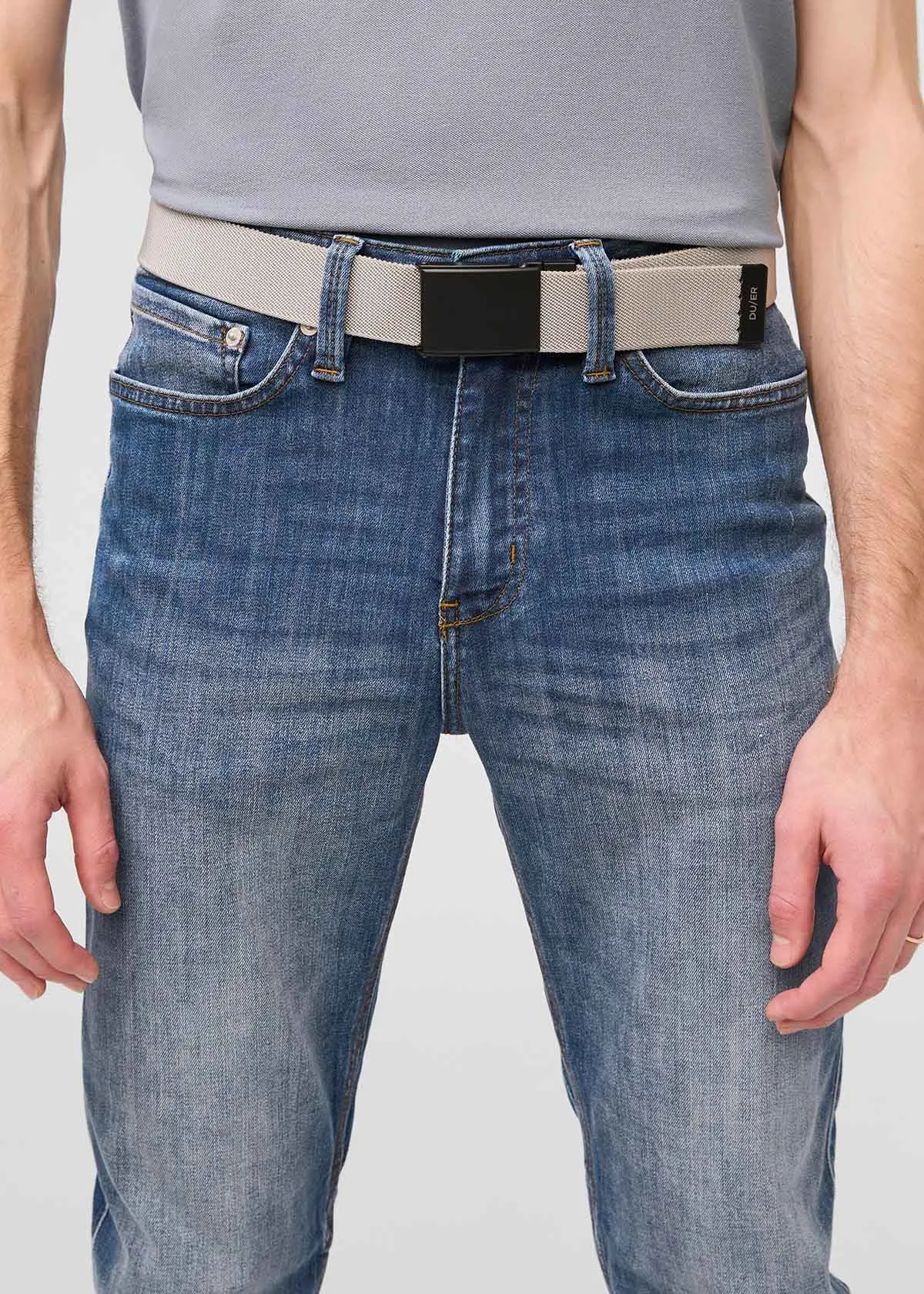 Reversible Stretch Belt - Silver/Tan sold by DUER