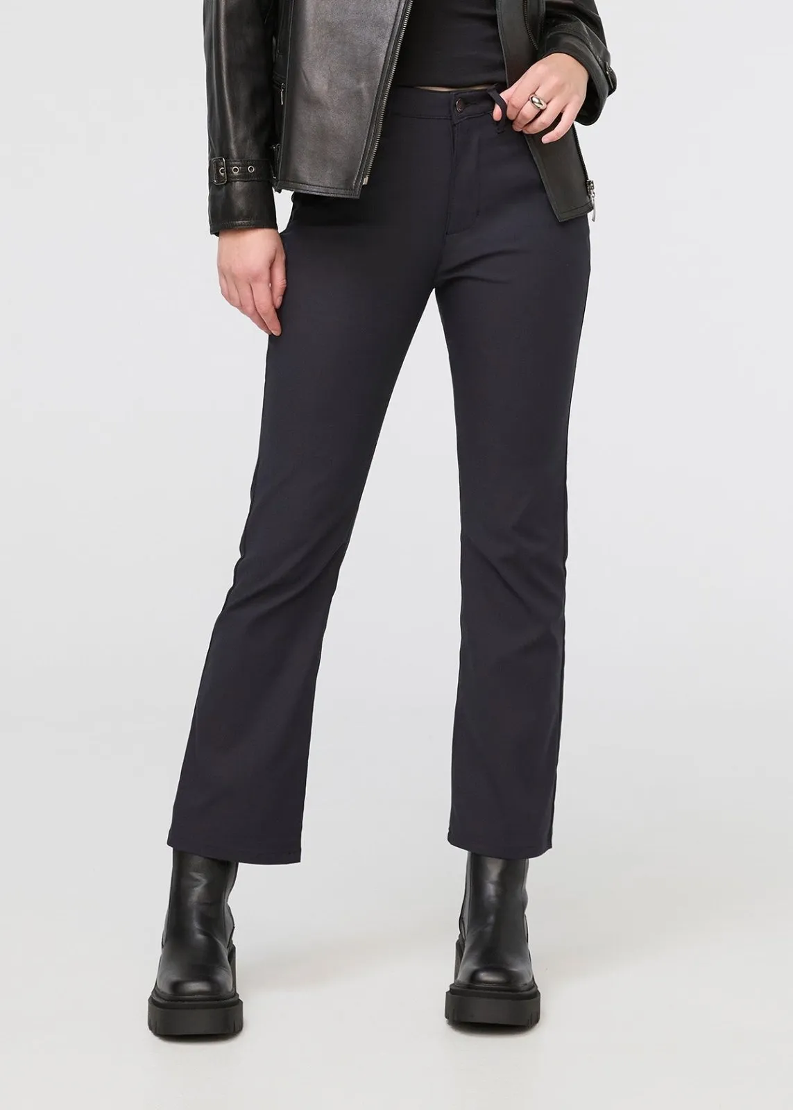 NuStretch High Rise Kick Flare - Black sold by DUER