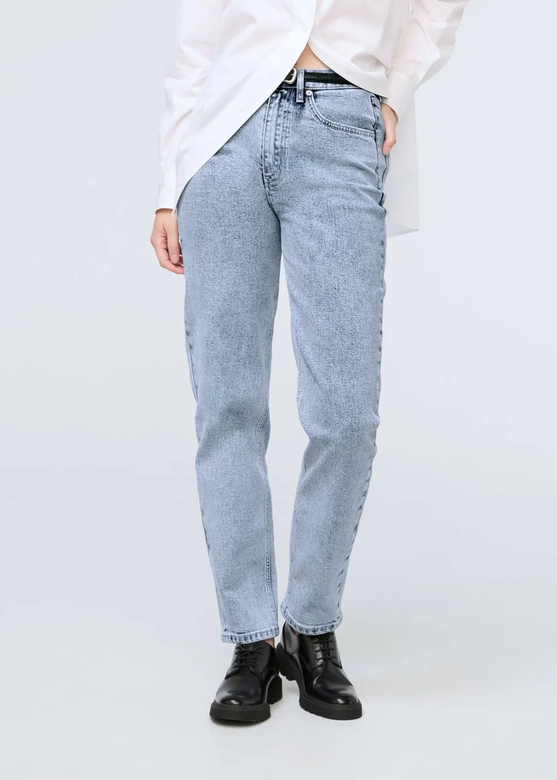 Midweight Denim High Rise Arc (Zip Fly) - Salt and Pepper sold by DUER
