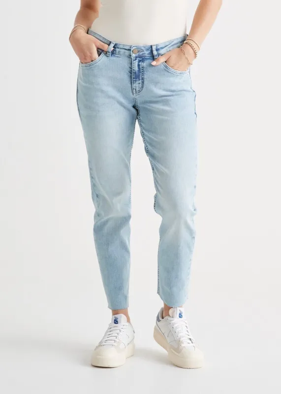 Performance Denim Girlfriend - Coastal Blue (raw hem) sold by DUER