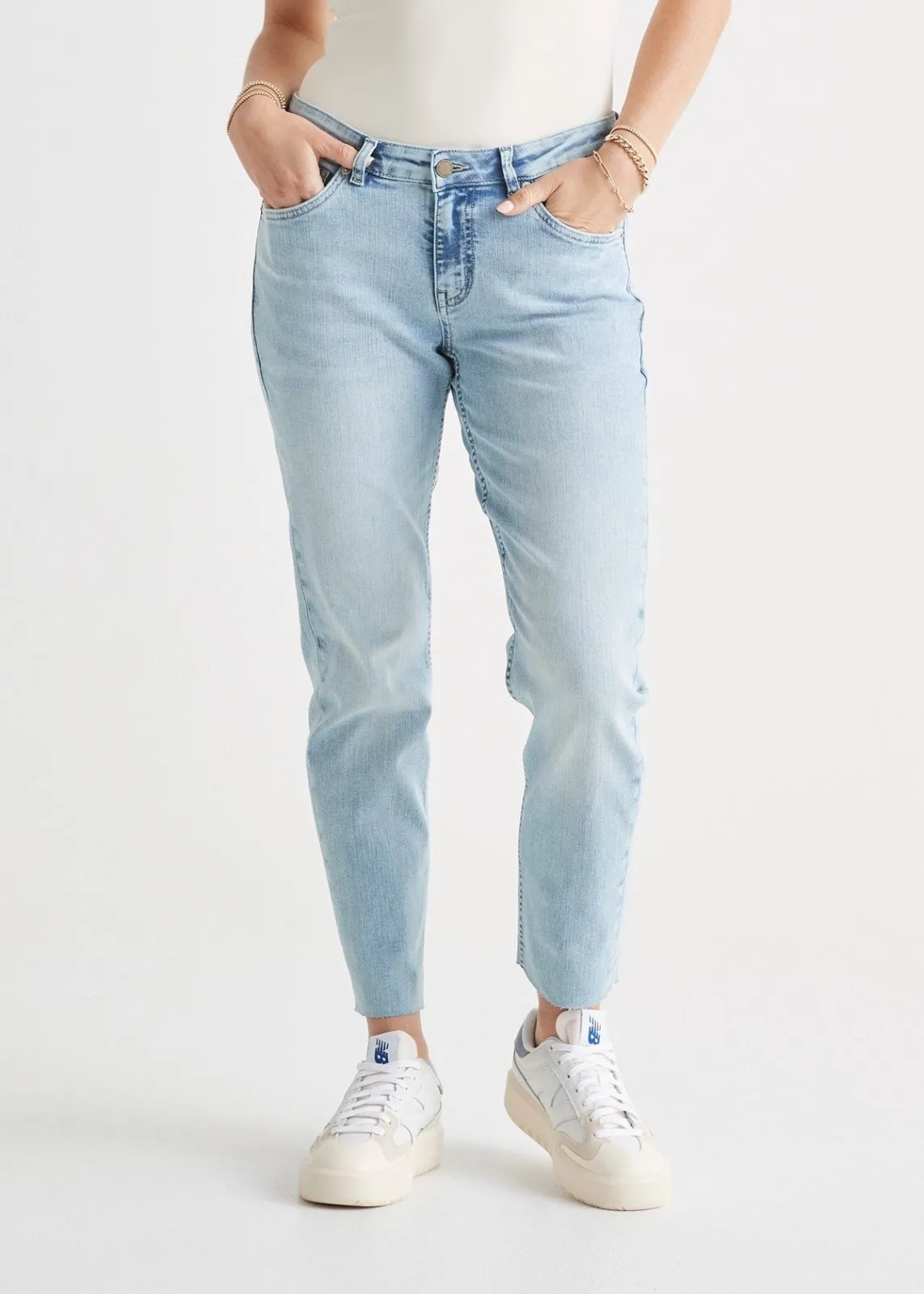 Performance Denim Girlfriend - Coastal Blue (raw hem) sold by DUER