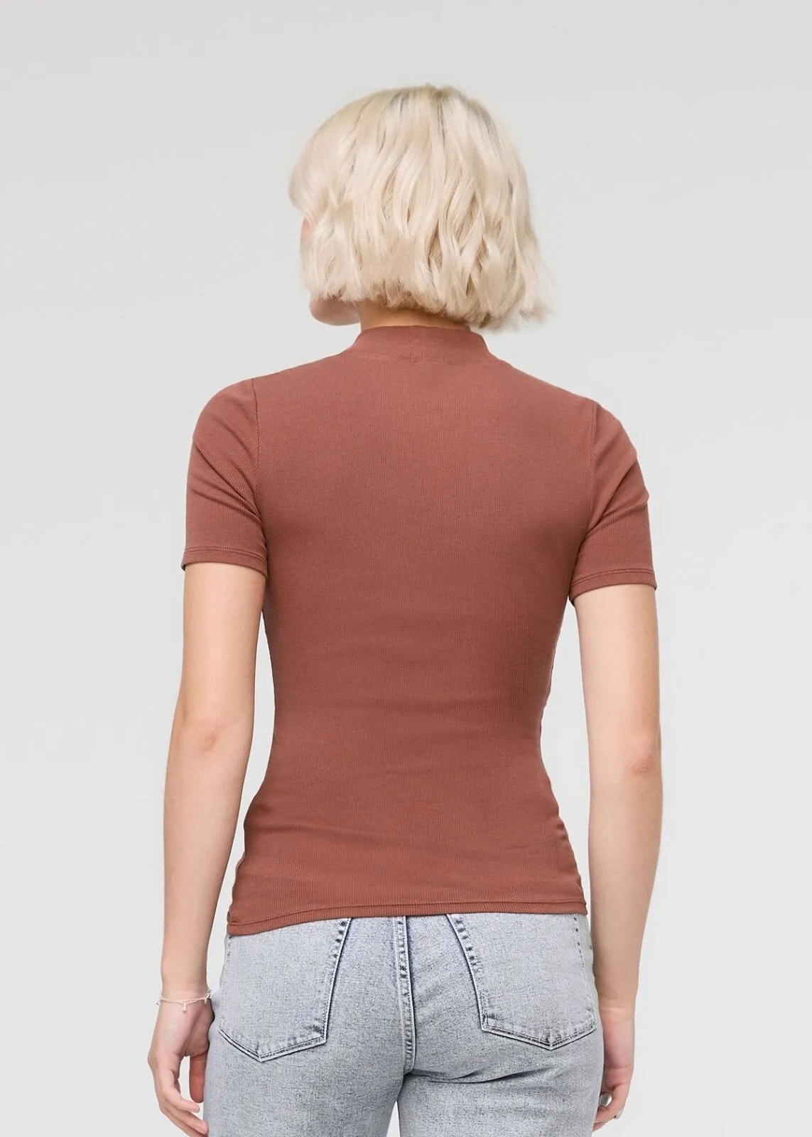 Ribbed Pima Mock Neck Tee - Rust sold by DUER product image thumbnail 4