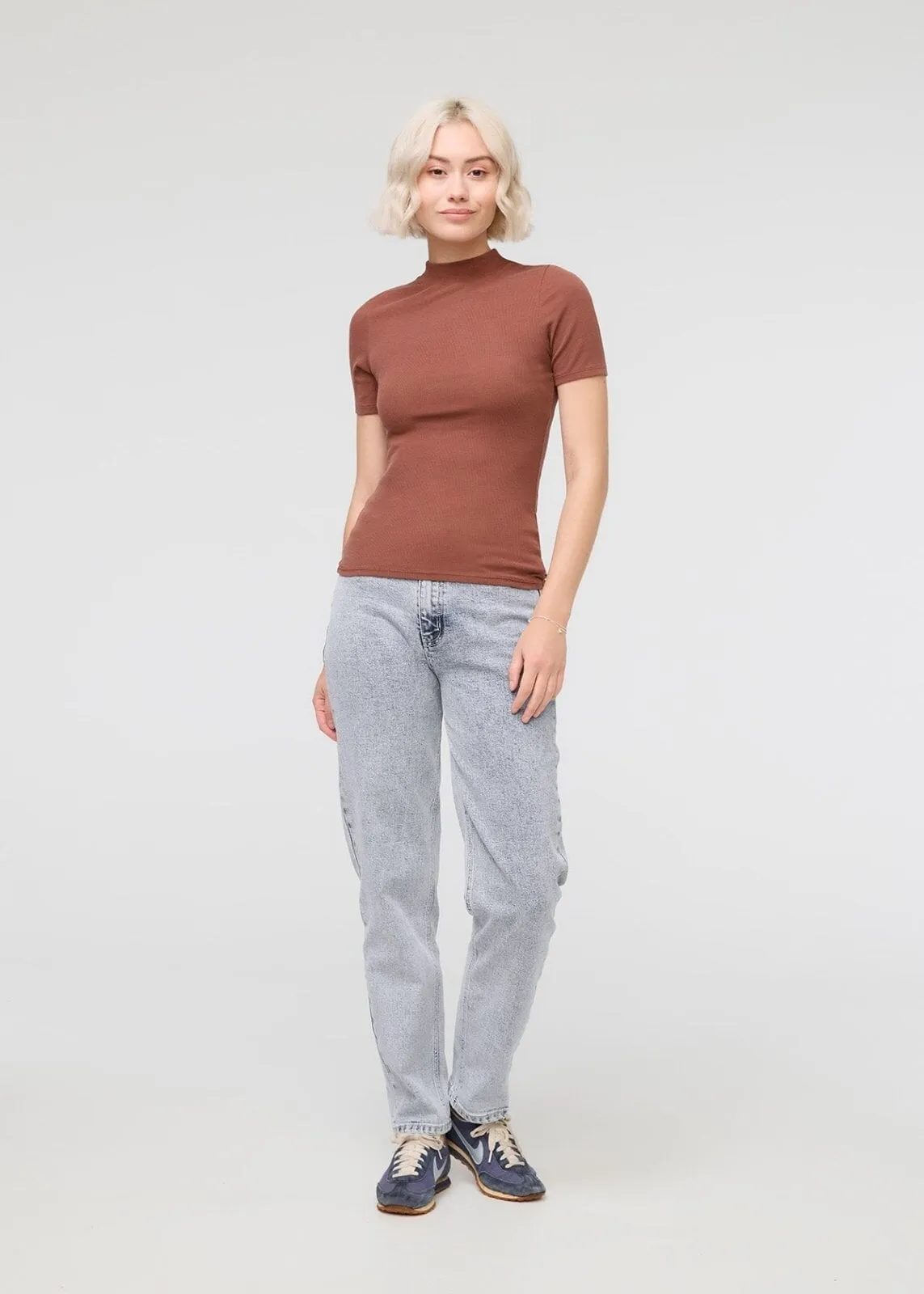 Ribbed Pima Mock Neck Tee - Rust sold by DUER product image thumbnail 2