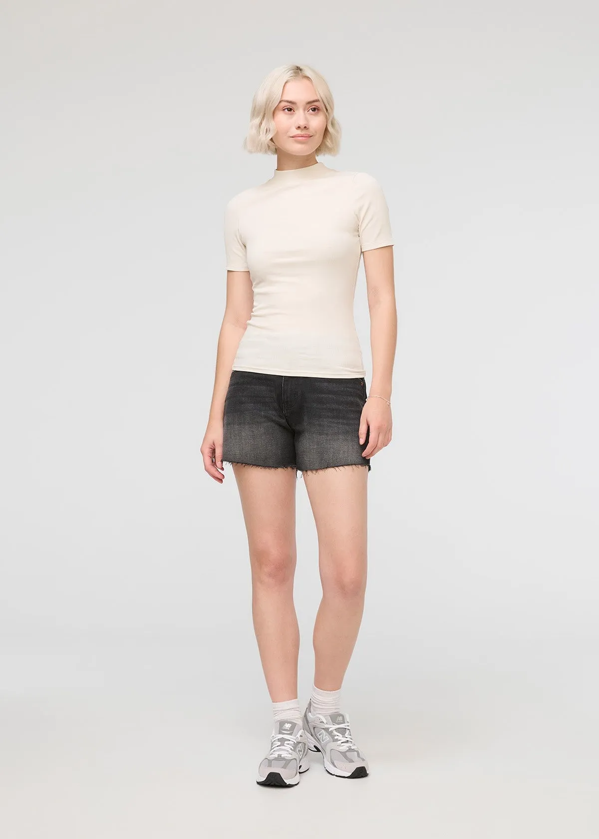 Ribbed Pima Mock Neck Tee - Ecru sold by DUER product image thumbnail 2