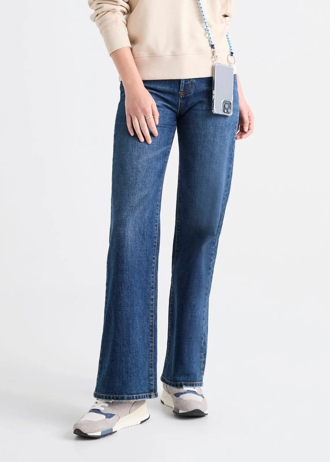 Midweight Denim Wide Leg (Button Fly) - Dark Stone sold by DUER
