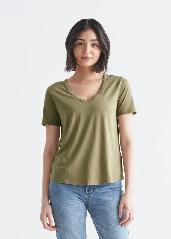 The Only Tee V-Neck - Olive sold by DUER