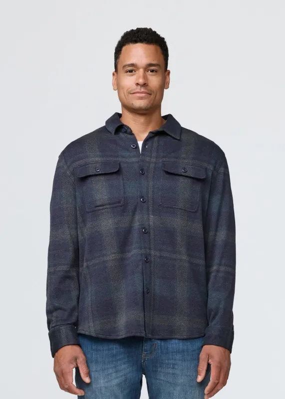 Performance Flannel Button Down - Heather Blue Plaid sold by DUER