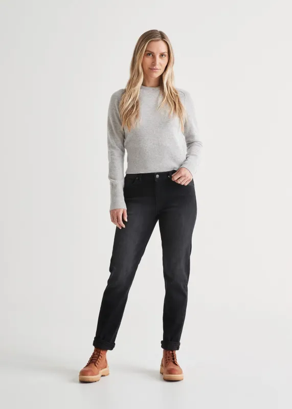 Fireside Denim Girlfriend Jean - Washed Black sold by DUER