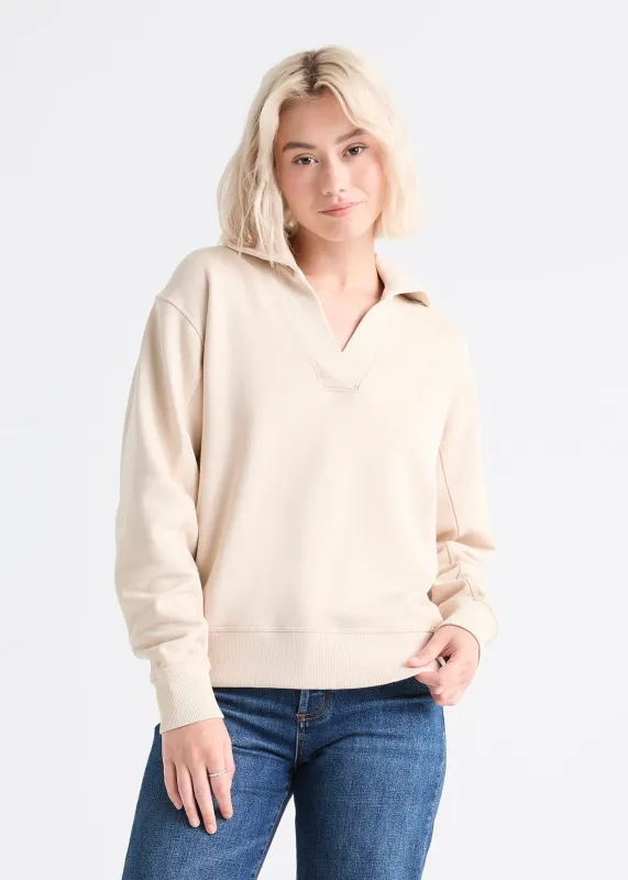 Brushed Terry Collared Pullover sold by DUER