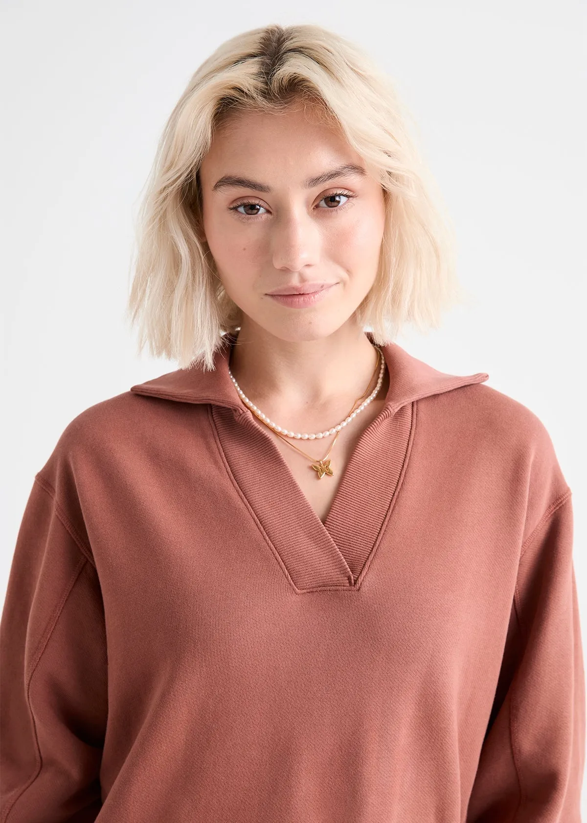 Brushed Terry Collared Pullover - Rust sold by DUER product image thumbnail 5