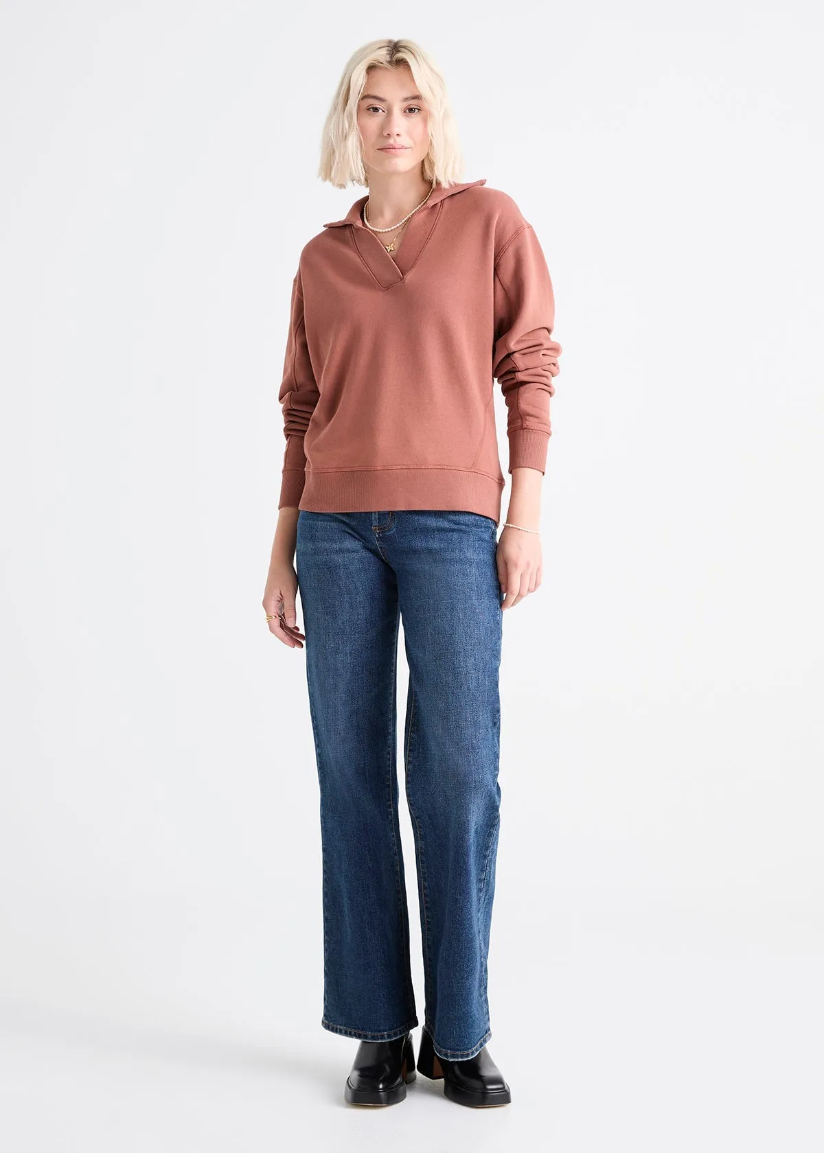 Brushed Terry Collared Pullover - Rust sold by DUER product image thumbnail 2