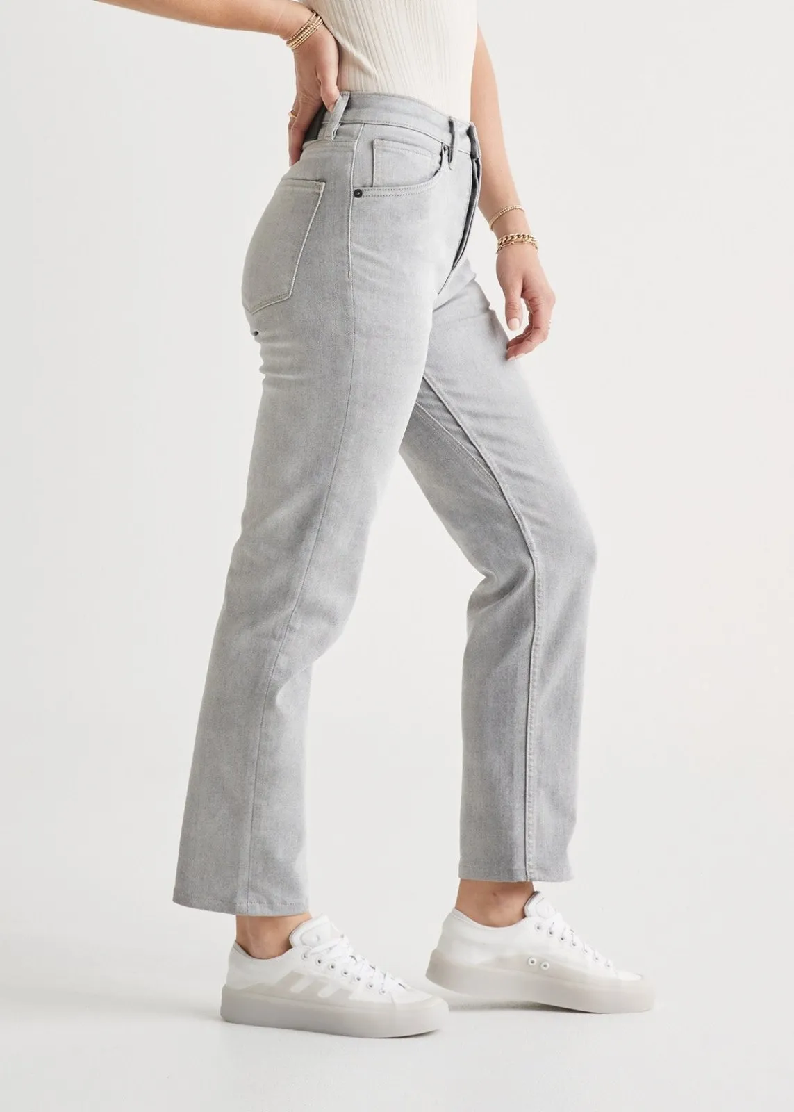 Midweight Denim High Rise Straight (Zip Fly) - White Out sold by DUER product image thumbnail 3