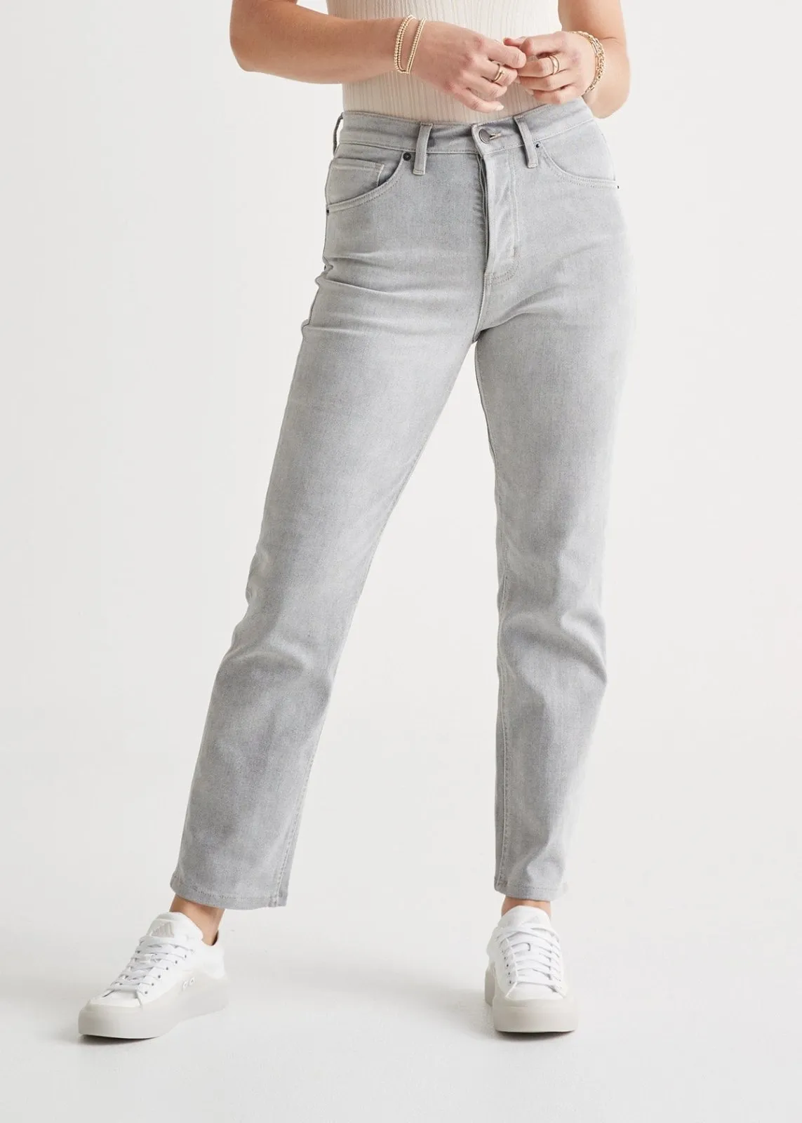 Midweight Denim High Rise Straight (Zip Fly) - White Out sold by DUER product image thumbnail 2
