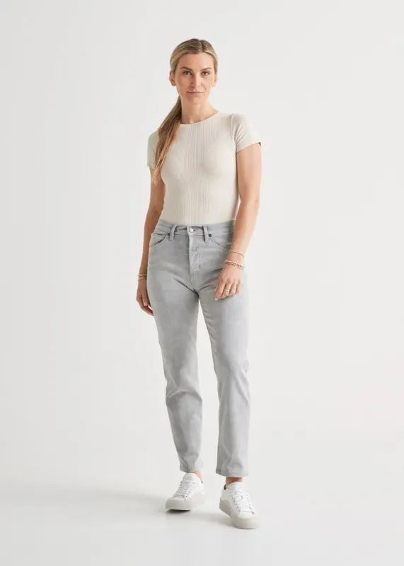 Midweight Denim High Rise Straight (Zip Fly) - White Out sold by DUER