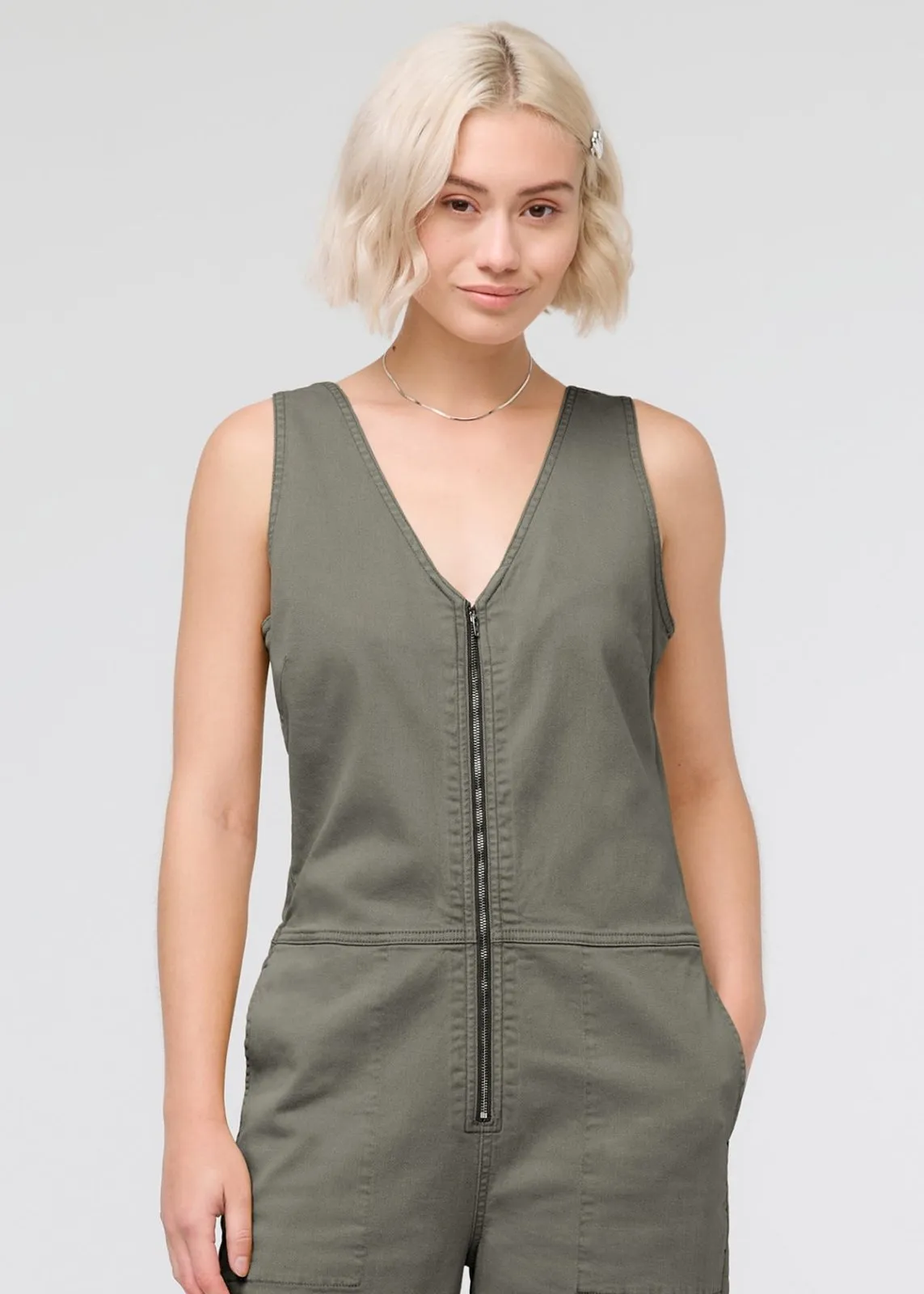 LuxTwill Jumpsuit - Thyme sold by DUER product image thumbnail 2