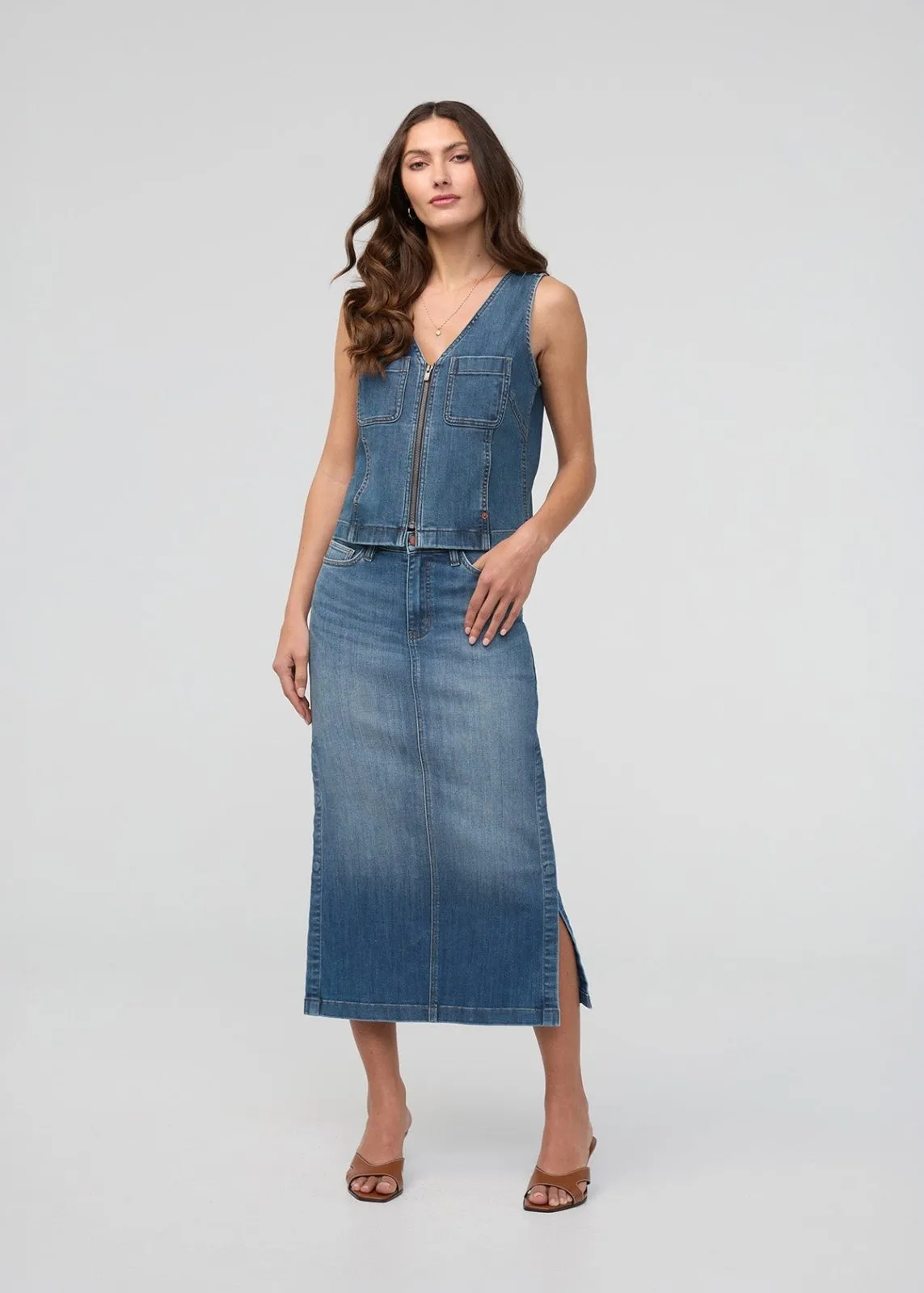 Performance Denim Zip Front Vest - Blue Ash sold by DUER product image thumbnail 2